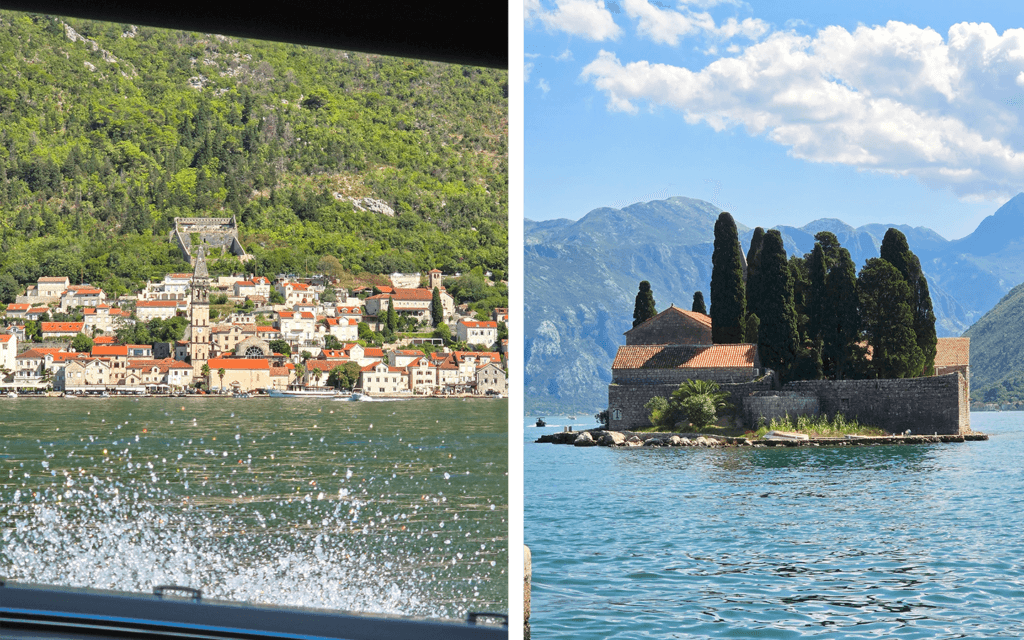Denizden Perast manzarası ve St. George Adası