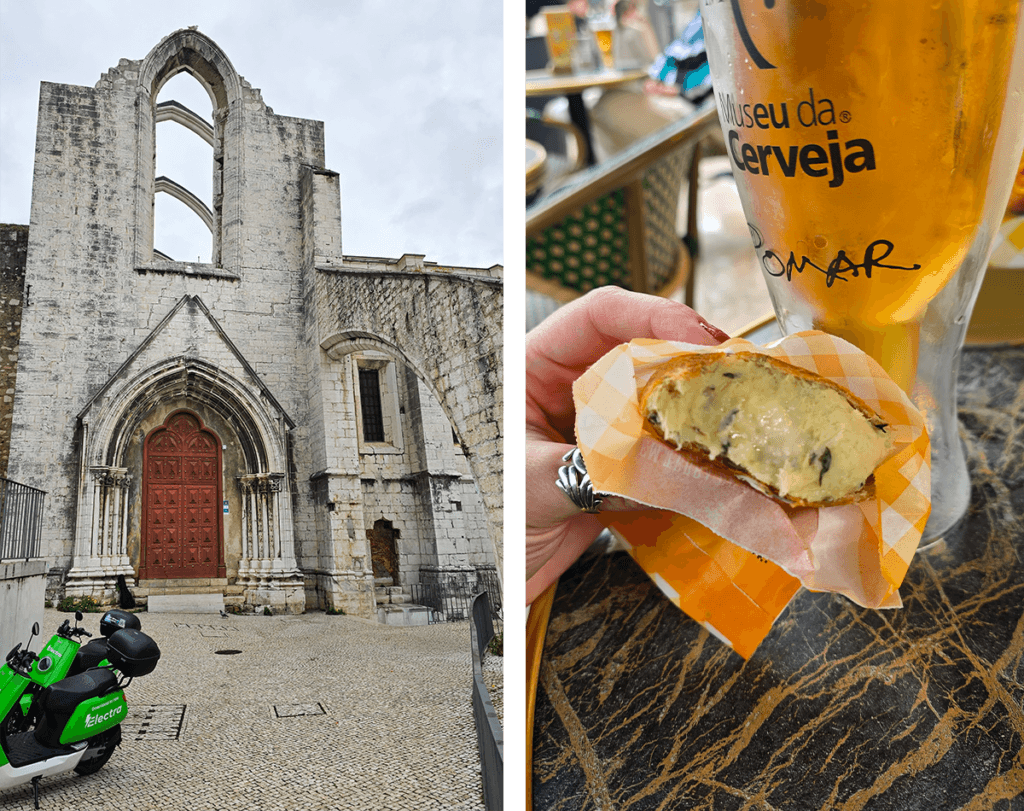 Carmo Manastırının arkası ve Pastel de Bacalhau